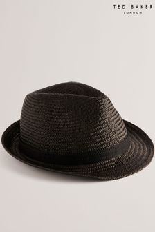 Ted Baker Black Panns Straw Trilby Webbing Trim Hat (B23694) | 287 SAR