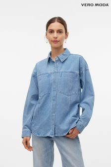 VERO MODA Blue Oversized Denim Shacket Shirt (B23791) | AED250