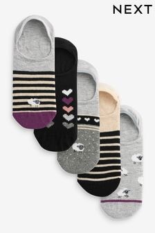 Black/White Sheep Invisible Socks 5 Pack (B23958) | $15