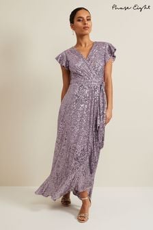 Phase Eight Purple Petite Carina Sequin Maxi Dress (B23961) | 985 QAR