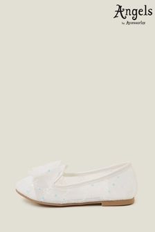 Angels By Accessorize Girls White Lace Bow Ballerina Flats (B24024) | €32 - €34