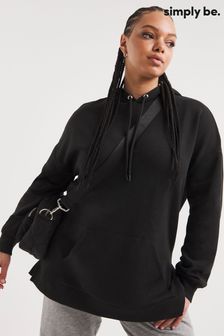 Simply Be Black Longline Hooded Tunic (B24130) | ₪ 141