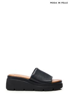 Moda in Pelle Namya High Schuhe mit Keilabsatz und einzelnem Riemen, Schwarz (B24321) | 139 €