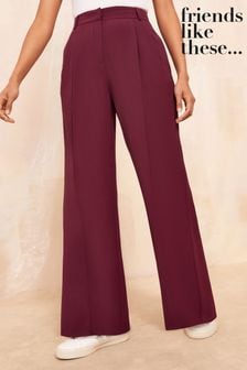 أحمر - Friends Like These Premium Wide Leg Smart Trousers (B24327) | ر.ق183