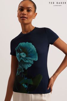 Ted Baker Blue Meridi Printed Fitted T-Shirt (B24478) | 75 €