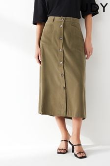 JDY Green Button Front Utility Cargo Midi Skirt (B24499) | CA$100