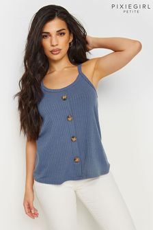 Синий - Pixiegirl Petite Button Down Ribbed Cami Vest (B24502) | €26