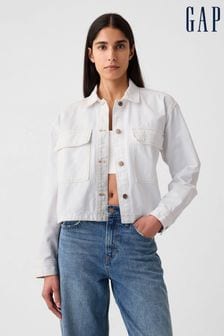 Gap White Cropped Denim Shirt Jacket (B24586) | kr1 010