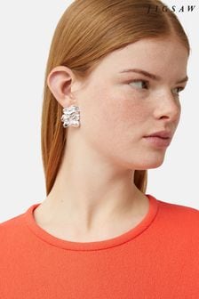 Jigsaw Silver Tone Crumpled Textured Earrings (B24725) | €77