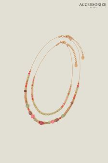 Accessorize Pink Facet Bead Necklaces 2 Pack