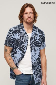Синий - рубашка с короткими рукавами и гавайским принтом Superdry (B24815) | €91
