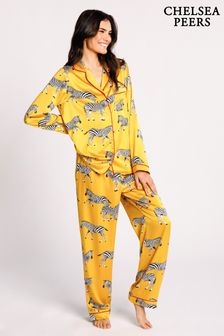 Chelsea Peers Yellow Satin Button Up Pyjama Set (B24900) | ￥8,460
