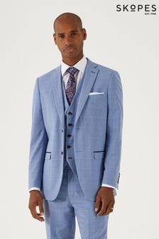 Skopes Tailored Fit Pale Blue Check Fontelo Suit: Jacket