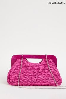 JD Williams Pink Raffia Clutch Bag (B25084) | LEI 227