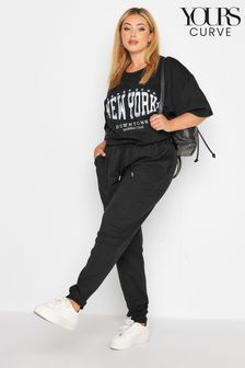 Yours Curve Black Basic Cuffed Joggers (B25122) | kr273