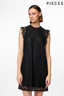 PIECES Black Lace Detail Dress (B25165) | AED211