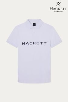 قميص بولو أبيض بكم قصير رجالي من Hackett London (B25178) | 510 ر.س