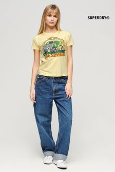 Superdry Yellow Neon Motor Graphic Fitted T-Shirt (B25370) | kr490
