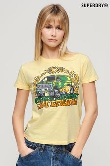 Superdry Yellow 100% Cotton Neon Motor Graphic Fitted T-Shirt (B25370) | $46