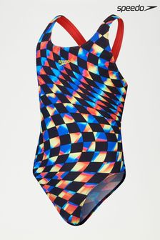 Speedo Digital All-Over Leaderback Black One Piece Swimsuit (B25434) | €29