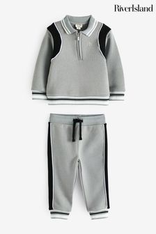 River Island Boys Tipped Sweat and Jogger Set