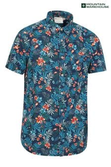 Mountain Warehouse Blue Tropical Printed Mens Short Sleeved Shirt (B25601) | €40