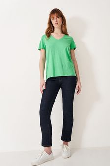 Grün - Crew Clothing Perfect Strukturiertes T-Shirt mit V-Ausschnitt (B25670) | 34 €