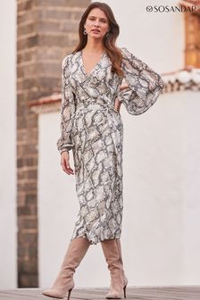 Sosandar Blouson Sleeve Wrap Midi Dress (B25810) | 123 €