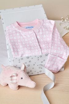 JoJo Maman Bébé Pink New Baby Heart Elephant Gift Set (B25816) | €36.50