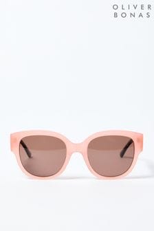 Oliver Bonas Pink Faux Fur Marbled Pink Acetate Sunglasses (B25870) | €63