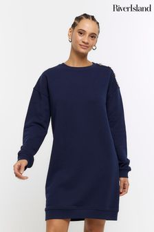River Island Button Detail Sweatshirt Mini Dress (B25992) | 240 zł