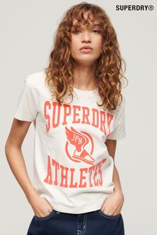 SUPERDRY White SUPERDRY Varsity Flocked Fitted T-Shirt (B26043) | AED150