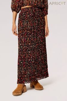 Apricot Brown Ikat Print Gypsy Chiffon Skirt (B26093) | $85