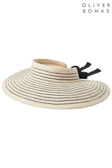 Oliver Bonas Striped Foldable Visor White Hat