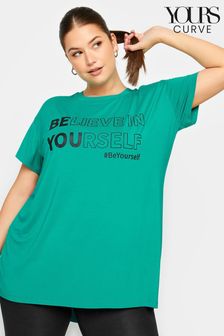 Yours Curve Green Believe In Yourself Active Top (B26131) | kr286