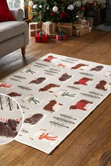 Natural Washable Christmas Hamish The Highland Cow Rug (B26202) | 270 zł