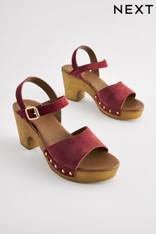 Red Clog Heeled Sandals (B26377) | SGD 80