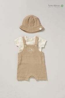 Homegrown Natural Print Dungaree Outfit Set (B26515) | $41