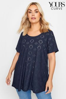 Yours Curve Blue Broderie Anglaise Blouses (B26800) | €29