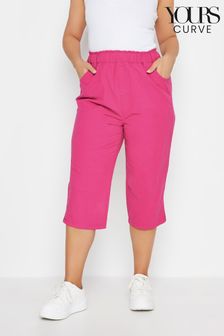 Yours Curve Pink Cool Cotton Cropped Trousers (B26808) | OMR11