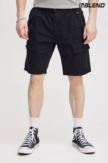 Blend Black Linen Cargo Shorts (B26840) | $60