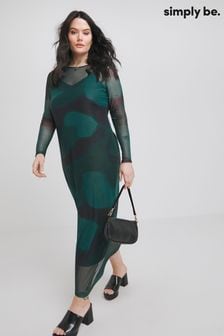 Simply Be Printed Mesh Maxi Dress (B26917) | 200 د.إ