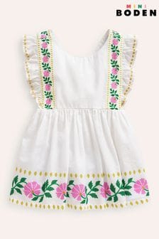 Boden Natural Embroidered Bow Back Dress (B26951) | SGD 48 - SGD 56
