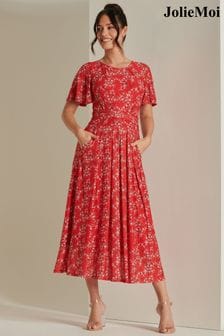 Jolie Moi Red Rexina Maxi Mesh Dress (B26976) | €113