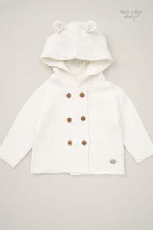 Rock-A-Bye Baby Boutique Hooded Bear 100% Cotton Knit White Cardigan (B26982) | $34