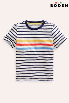 Boden Blue Rainbow Stripe Slub T-Shirt (B26997) | €23 - €26