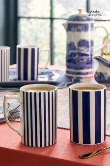 Spode Set of 4 Blue Steccato Narrow Stripe Mugs (B27059) | €100