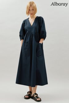 Albaray Kleid mit V-Ausschnitt und aufgesetzter Tasche, Blau (B27087) | 152 €