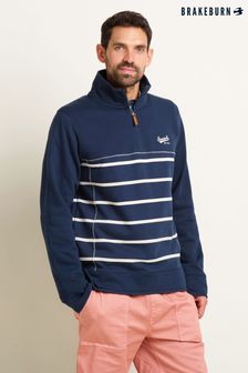 Brakeburn Gestreiftes Sweatshirt mit kurzem Reißverschluss (B27239) | 94 €