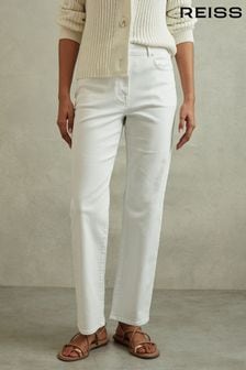 Reiss White Selin Petite Mid Rise Straight Leg Jeans (B27336) | 842 SAR